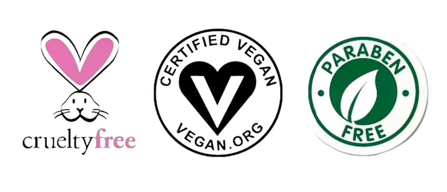 Cruelty Free, Vegan and Paraben Free logos