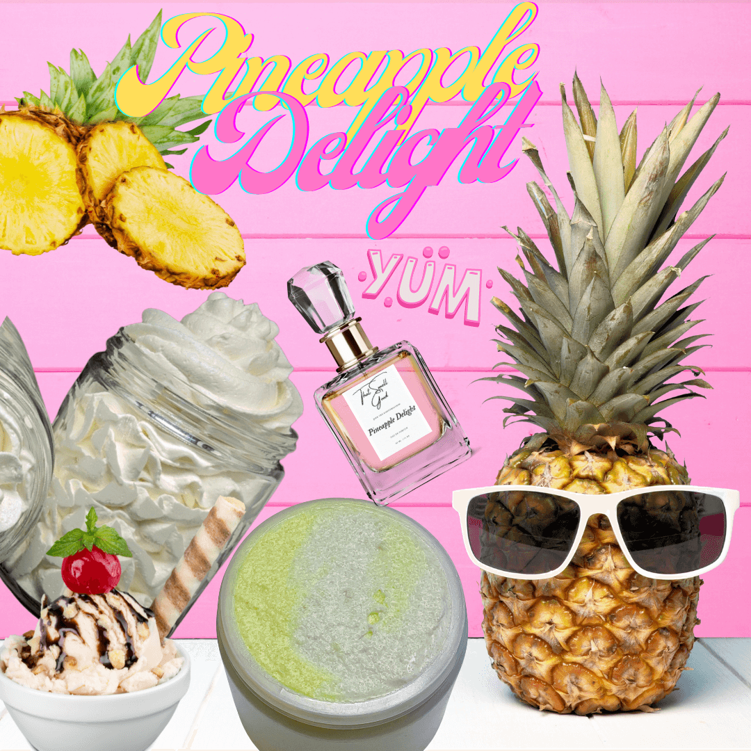 Pineapple Delight complete skincare set, body butter, eau de parfum and body scrub