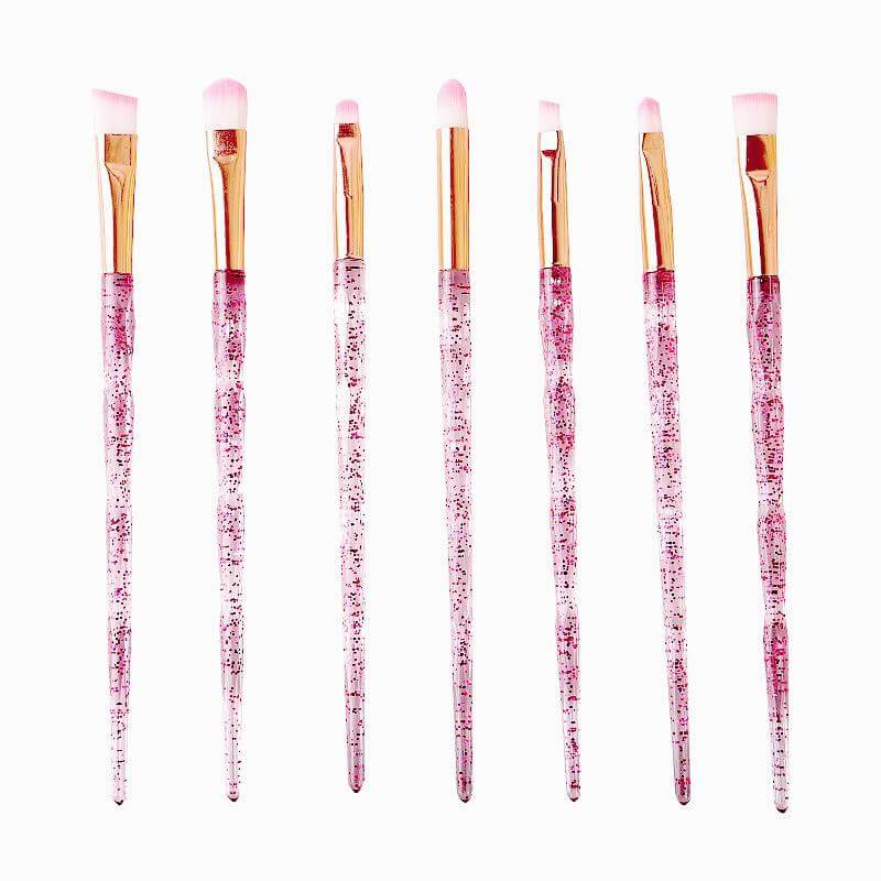 7 pc. Eye essentials makeup brushes, pink and white