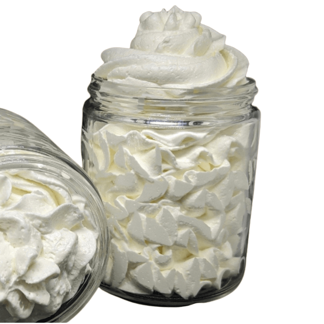 Baby powder body butter texture closeup