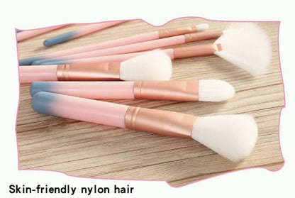 White makeup brush bristles, soft and synthetic
