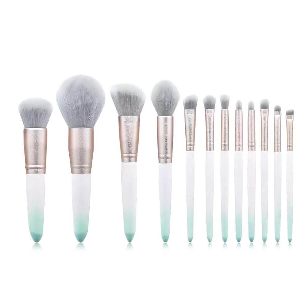 12 pc. White and Blue gradient makeup brushes