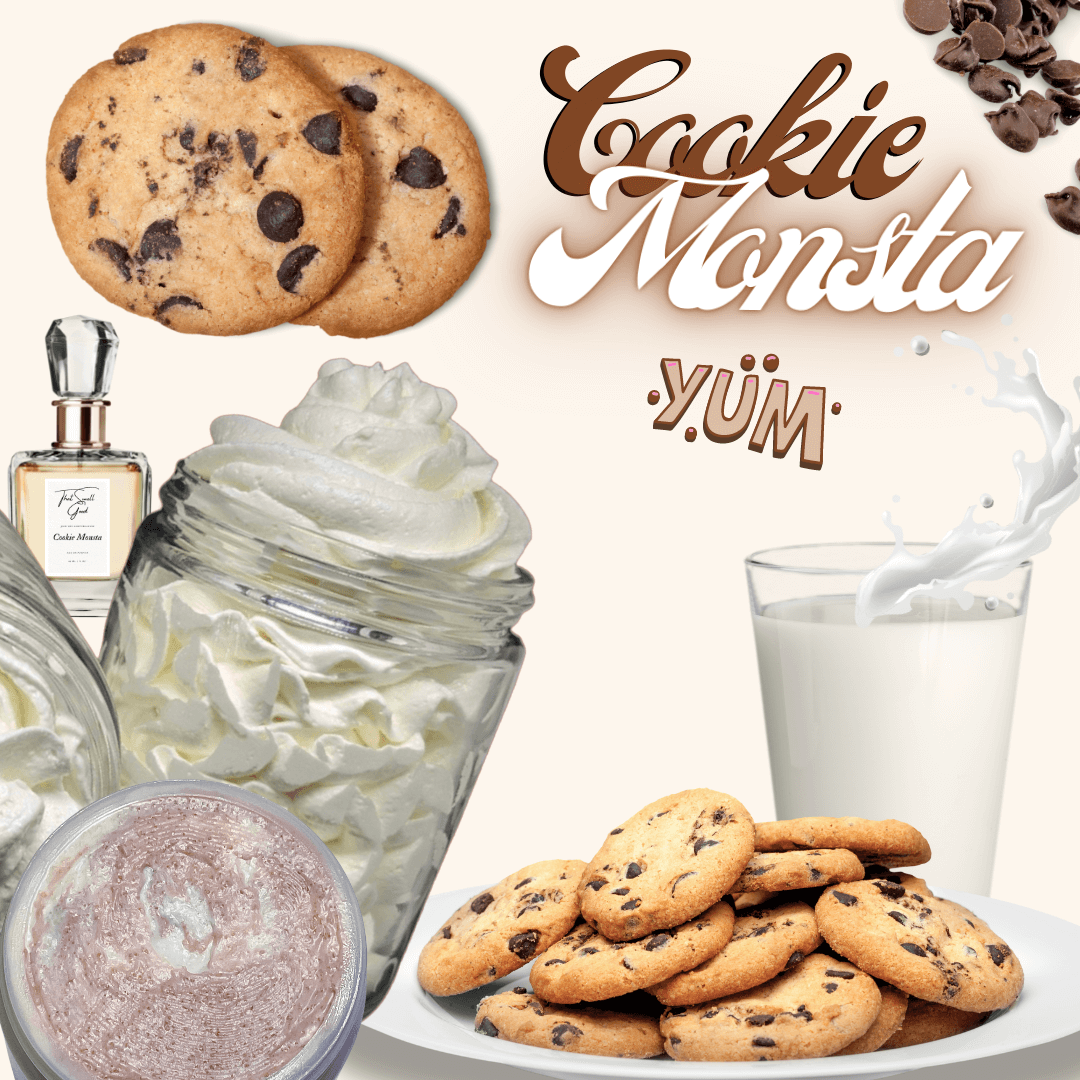 Cookie Monsta complete skincare set, body butter, body scrub and eau de parfum
